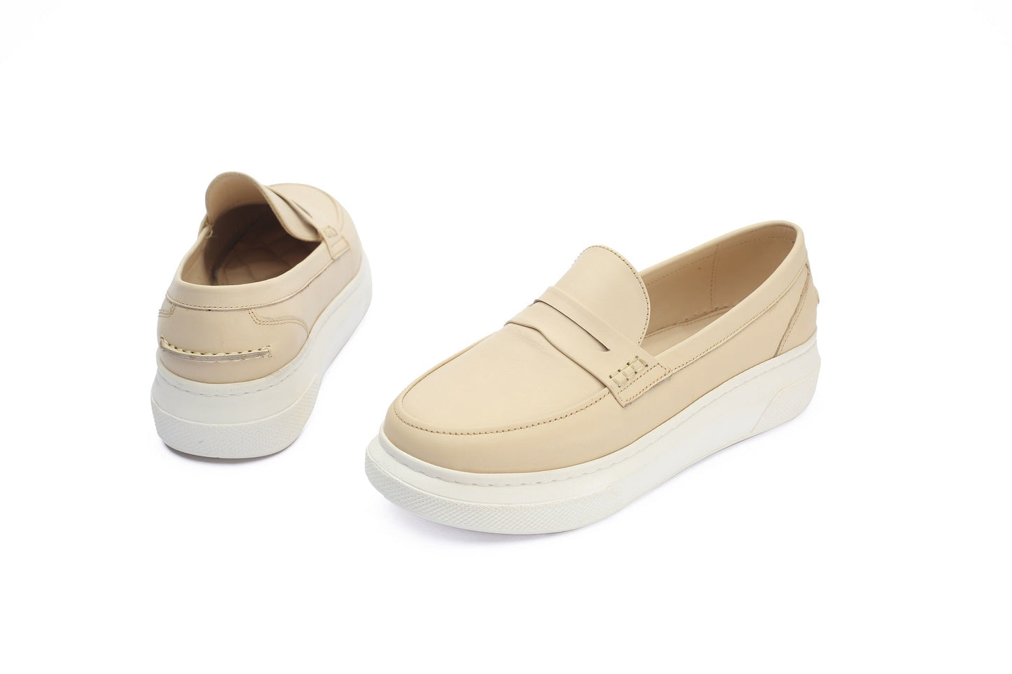 Genuine leather women's shoes with a high sole for sure comfort