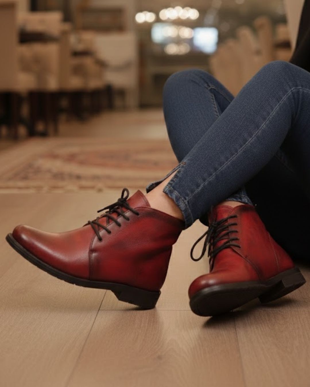 Hand-Finished Patina Leather Ankle Boots