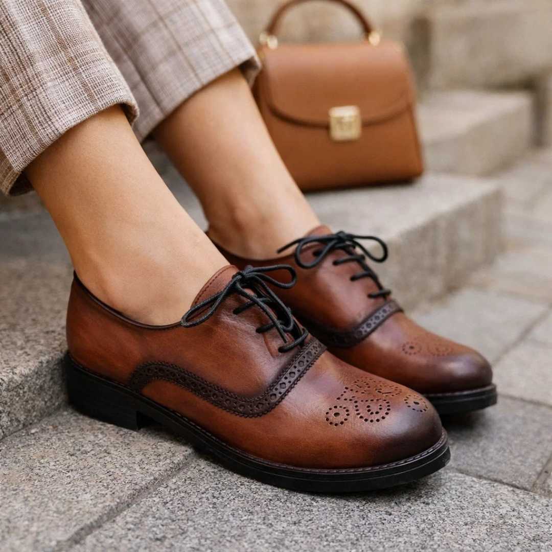 Genuine Leather Patina Oxford Shoes