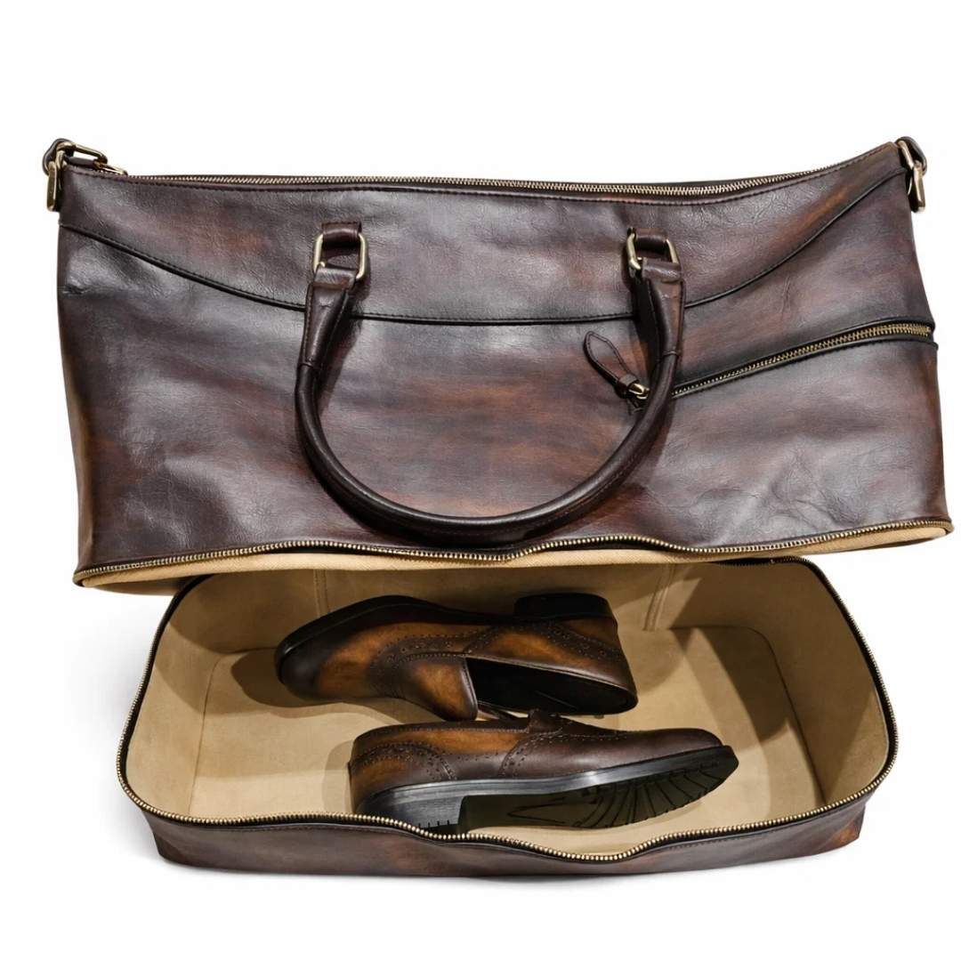 Genuine Leather Patina Travel Bag – Luxury Edition