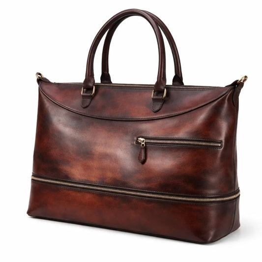 Genuine Leather Patina Travel Bag – Luxury Edition