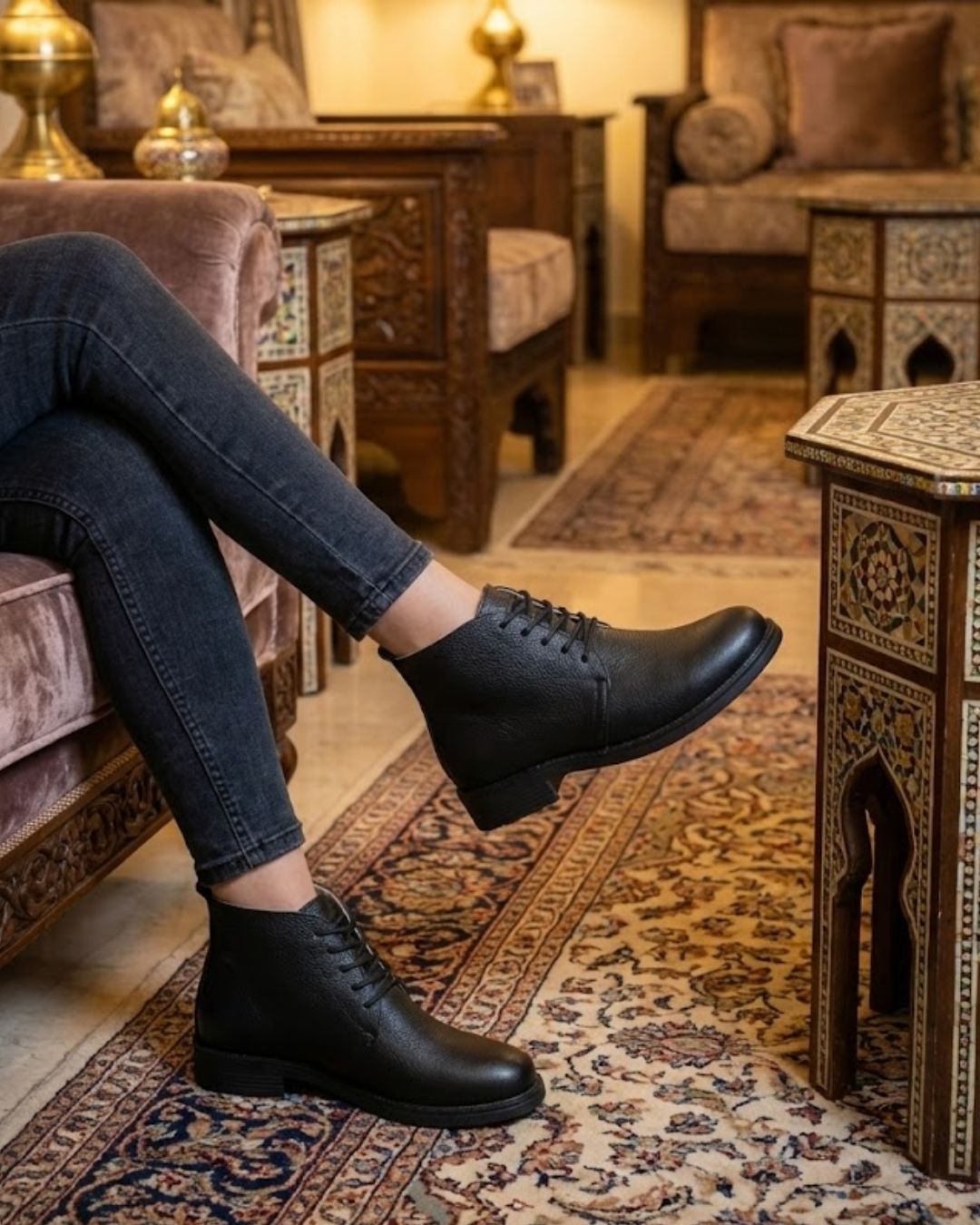 هاف بوت جلد طبيعي