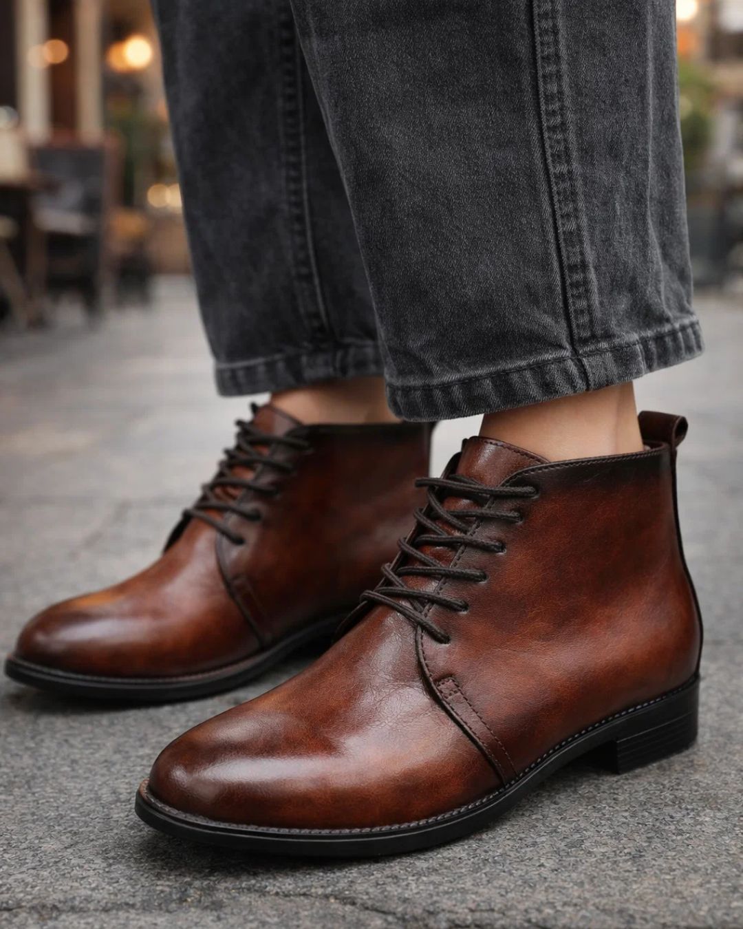 هاف بوط جلد طبيعي ملون