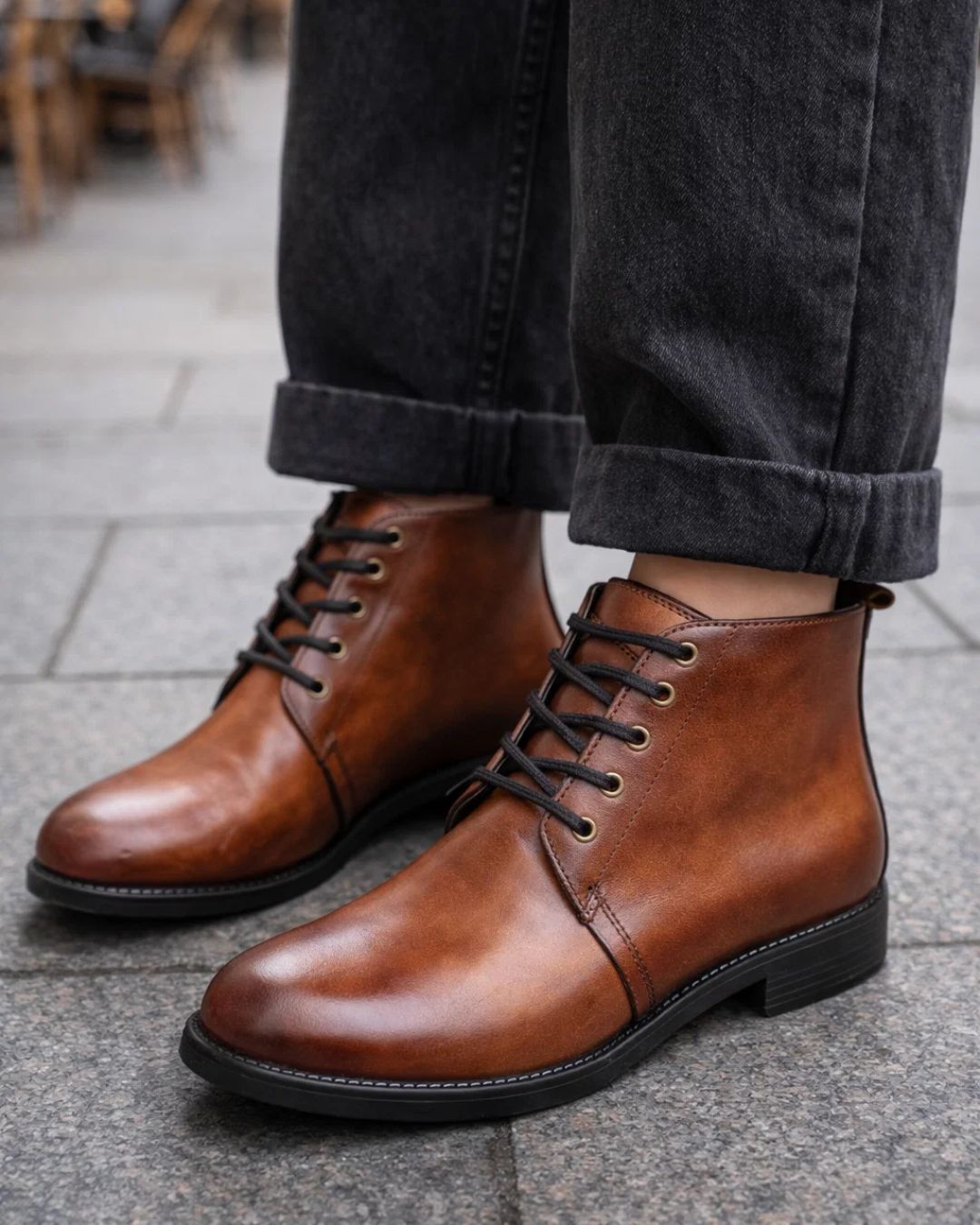 هاف بوط جلد طبيعي ملون