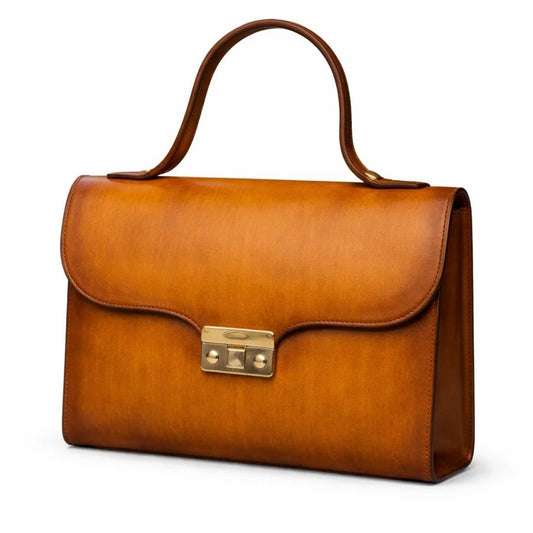 Genuine Leather Handbag with Hand-Finished Patina