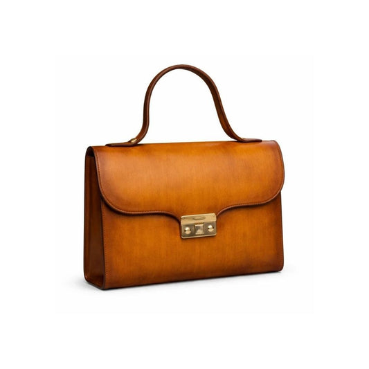 Genuine Leather Handbag with Hand-Finished Patina