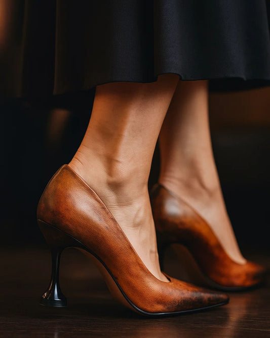 Women’s Heels Vintage Hand-Painted Patina