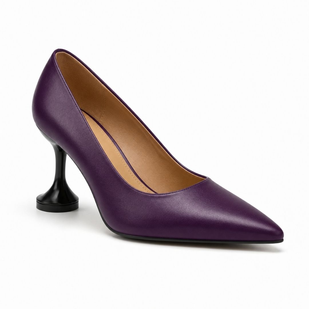 Genuine leather heels close-up detail shot