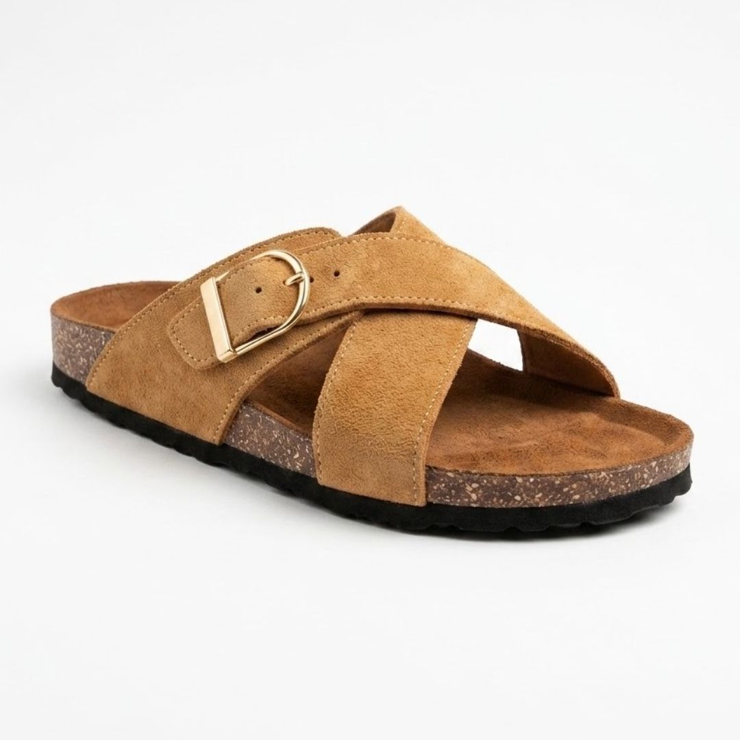 Women’s Genuine Leather Cross Strap Slippers