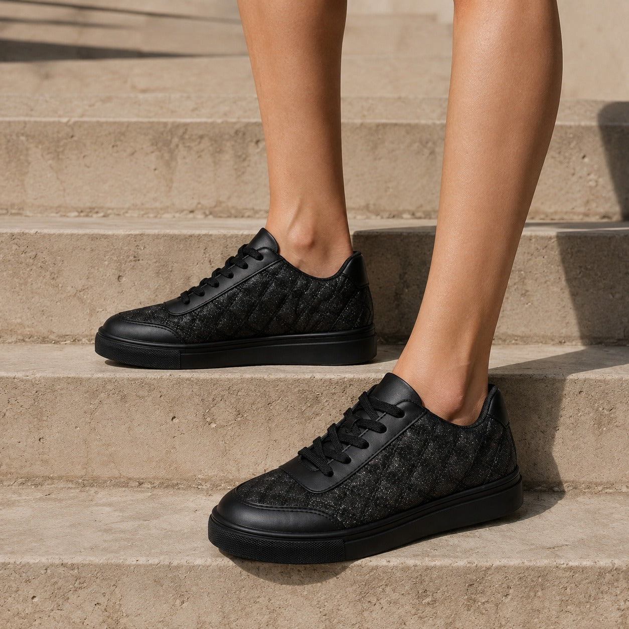 Women’s Quilted Shiny Sneakers