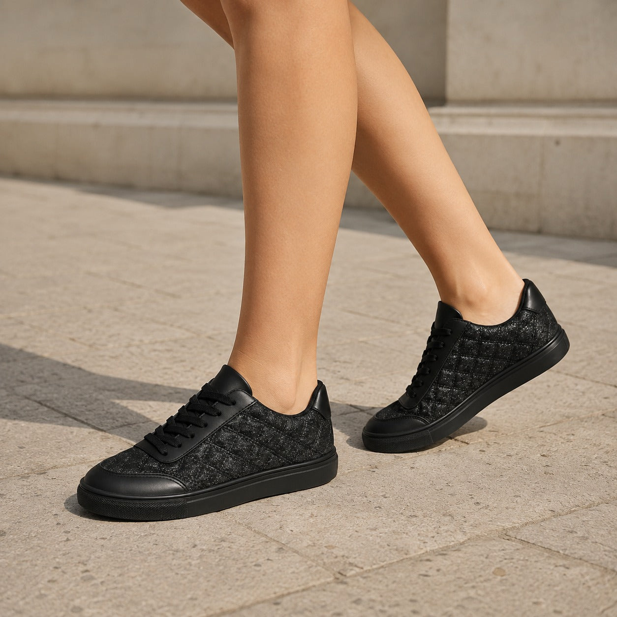 Women’s Quilted Shiny Sneakers
