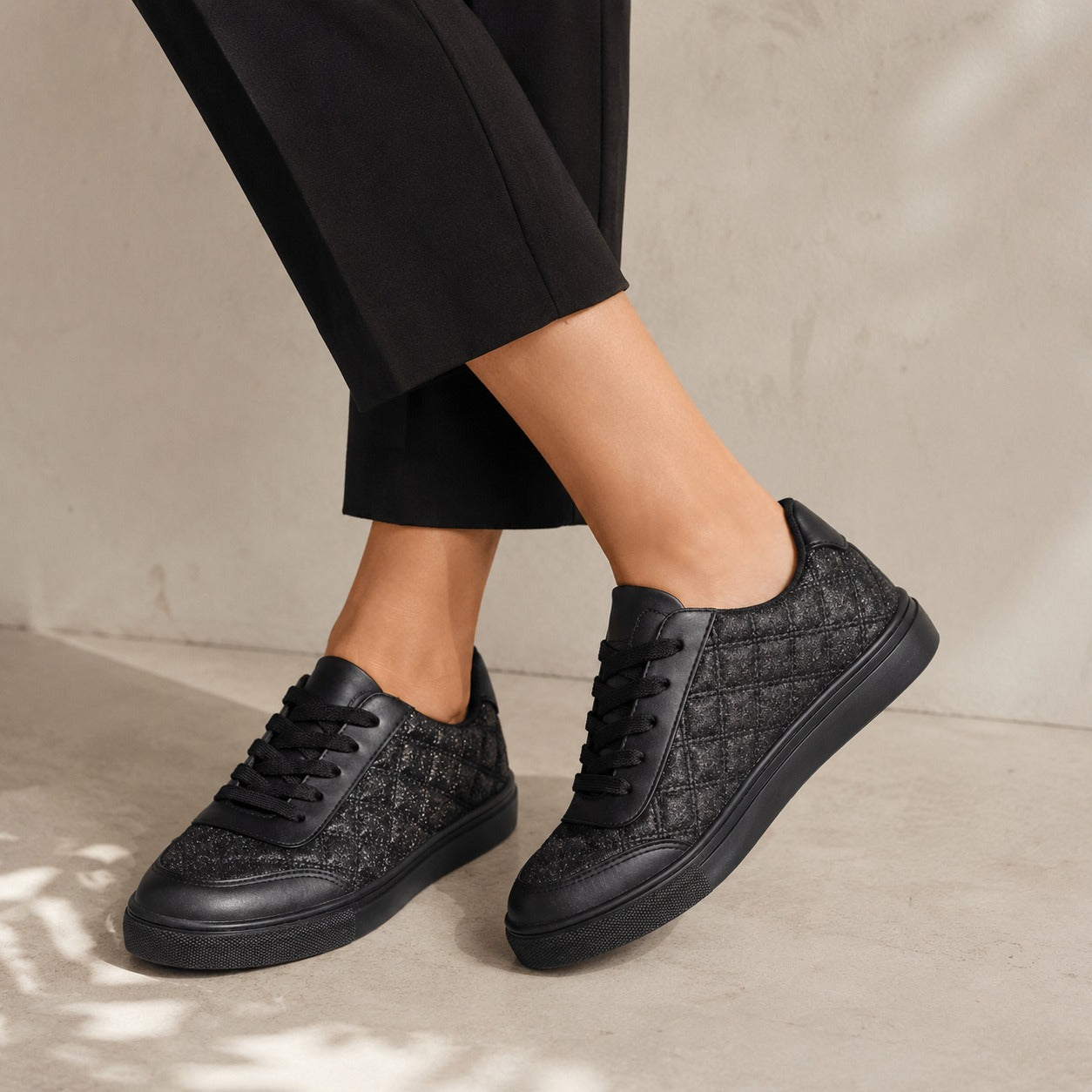 Women’s Quilted Shiny Sneakers