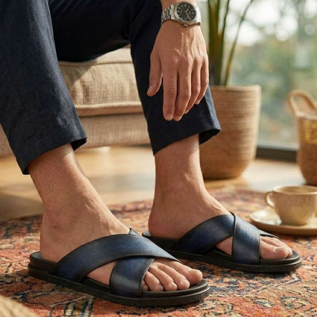 سليبر رجالي جلد طبيعي باتينا