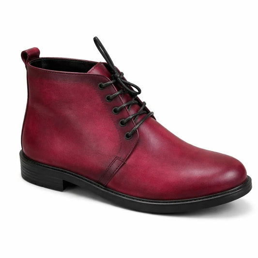 Hand-Finished Patina Leather Ankle Boots