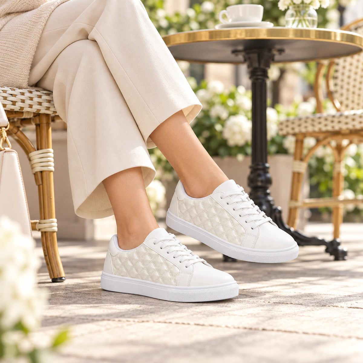 Women’s Quilted Shiny Sneakers