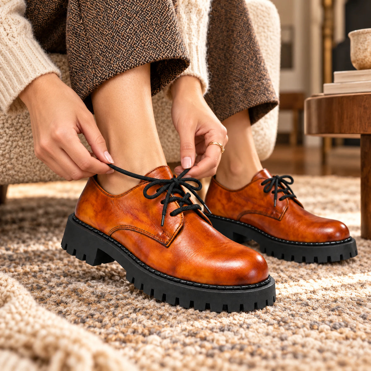 Genuine Leather Crocodile-Embossed Oxford