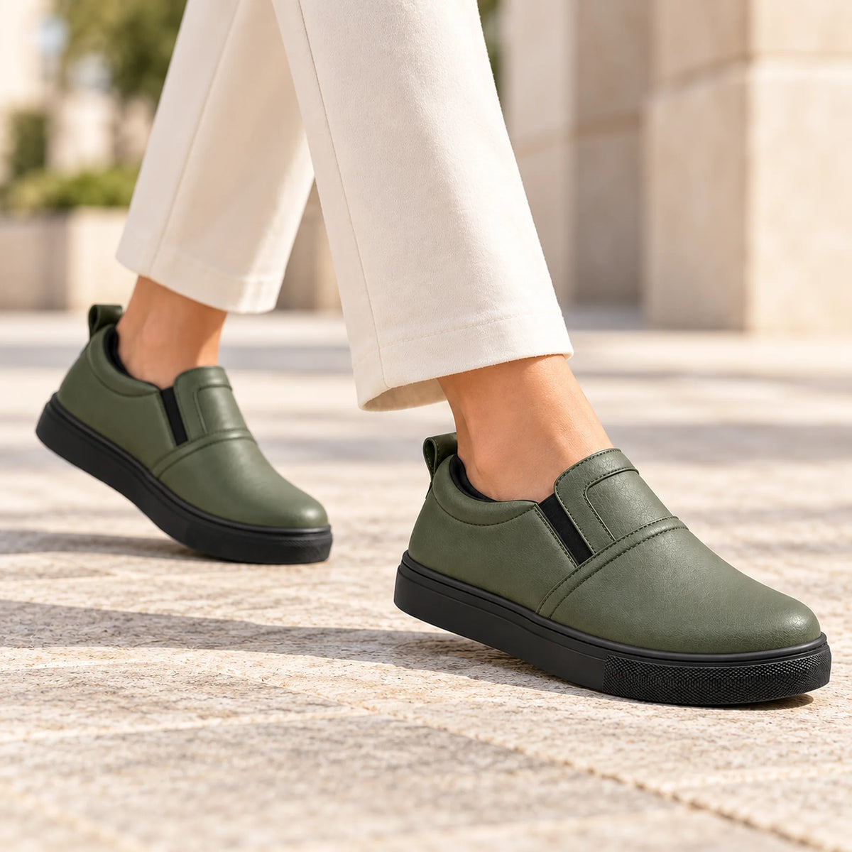 Women's Genuine Leather Slip-On Sneakers – 1043