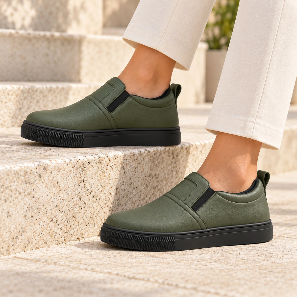 Women's Genuine Leather Slip-On Sneakers – 1043