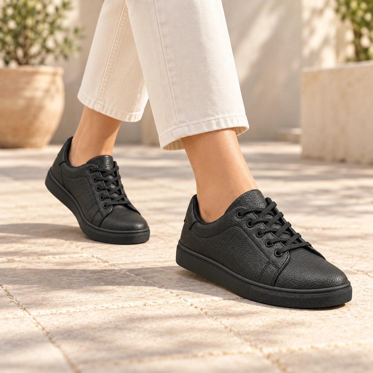 Shoppingooo Model 1044 – Black Genuine Leather Lace-Up Sneaker – lifestyle-02
