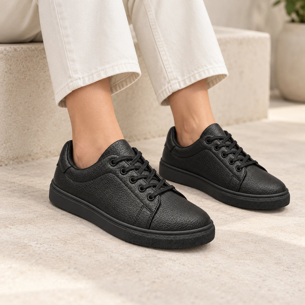 Shoppingooo Model 1044 – Black Genuine Leather Lace-Up Sneaker – lifestyle-03