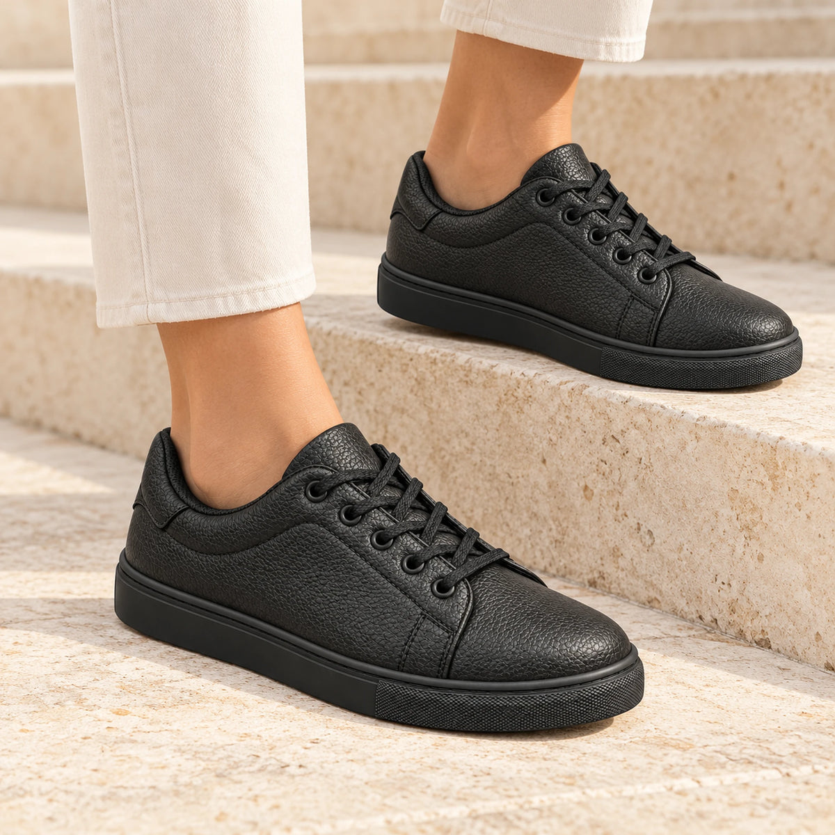 Shoppingooo Model 1044 – Black Genuine Leather Lace-Up Sneaker – lifestyle-04