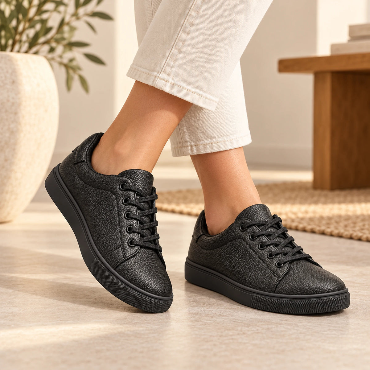 Shoppingooo Model 1044 – Black Genuine Leather Lace-Up Sneaker – lifestyle-05
