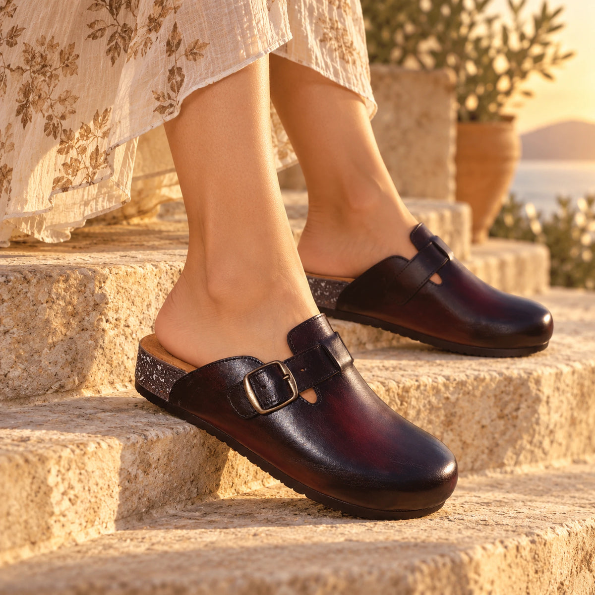 Women's Genuine Leather Clog Patina Edition