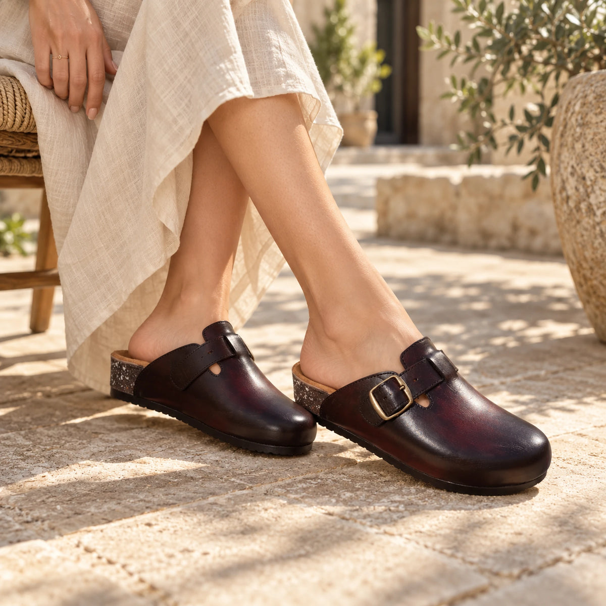 Women's Genuine Leather Clog Patina Edition