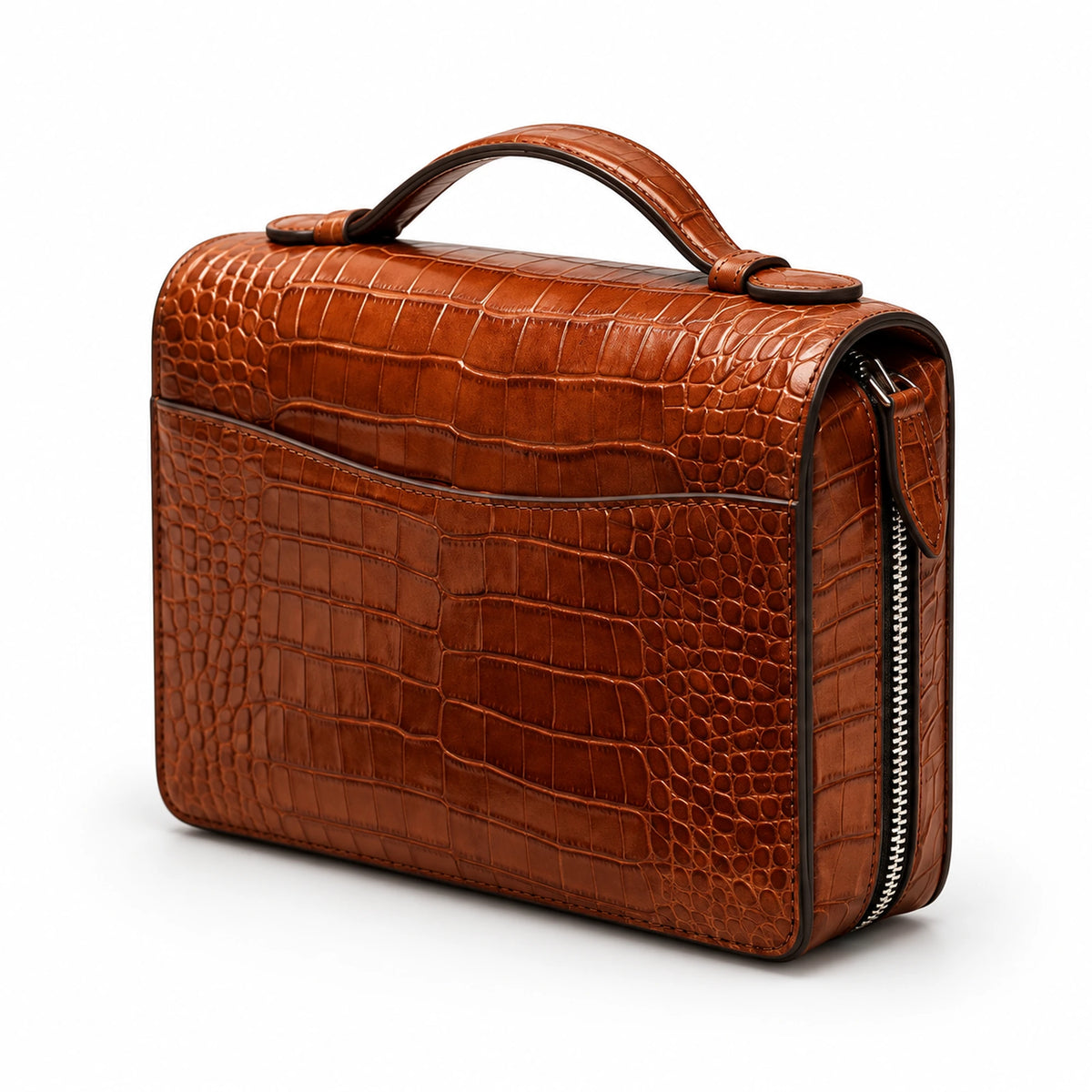 Genuine Leather Men's Hand Clutch – Crocodile Texture