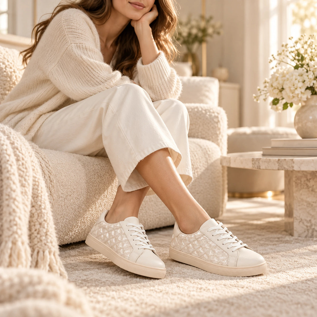 Women’s Quilted Shiny Sneakers