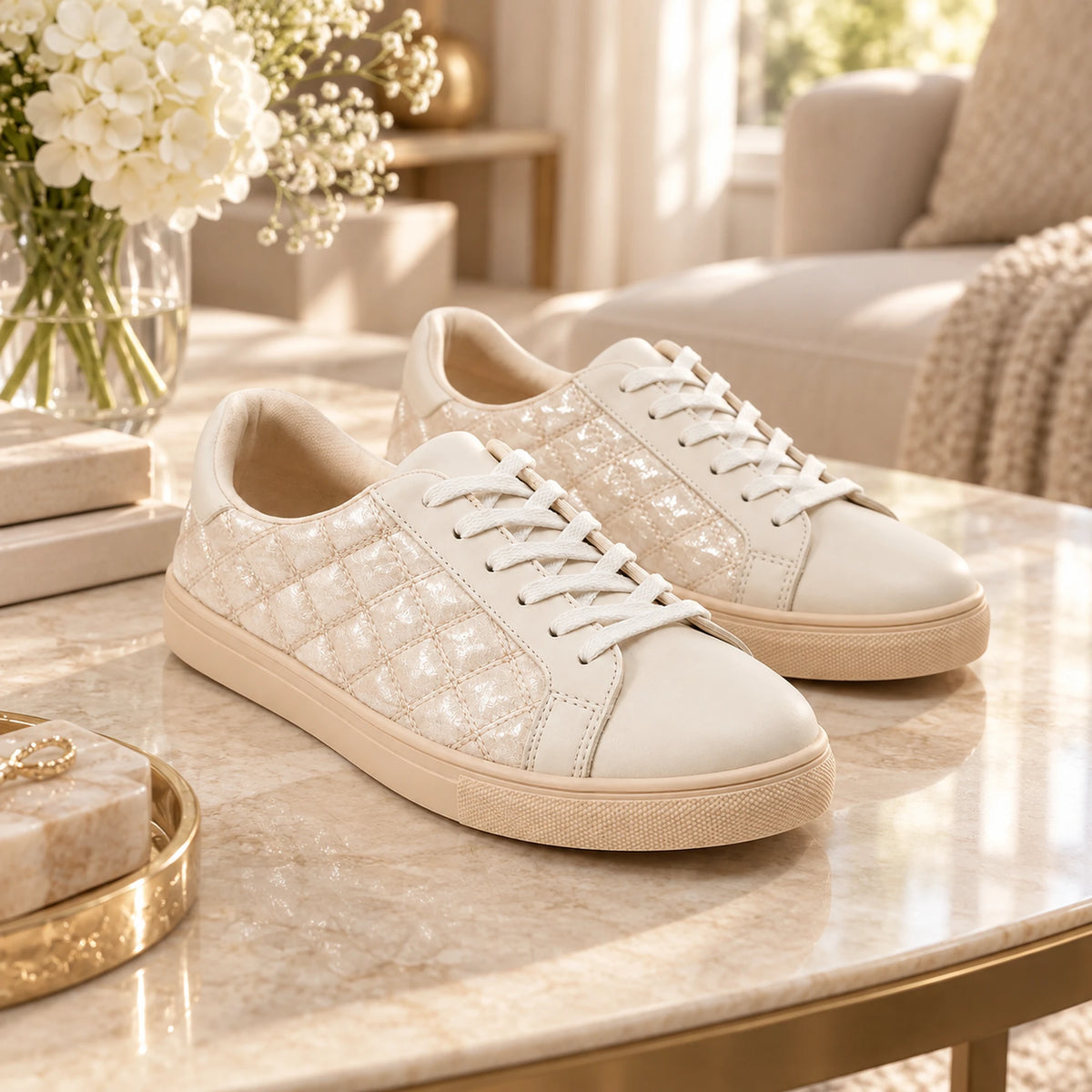 Women’s Quilted Shiny Sneakers