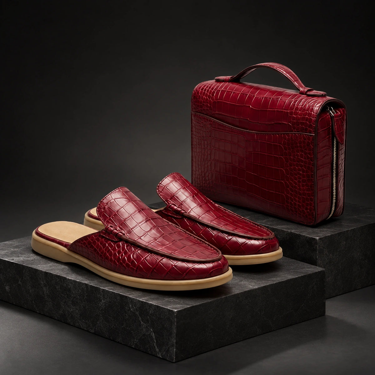 Genuine Leather Men's Hand Clutch – Crocodile Texture