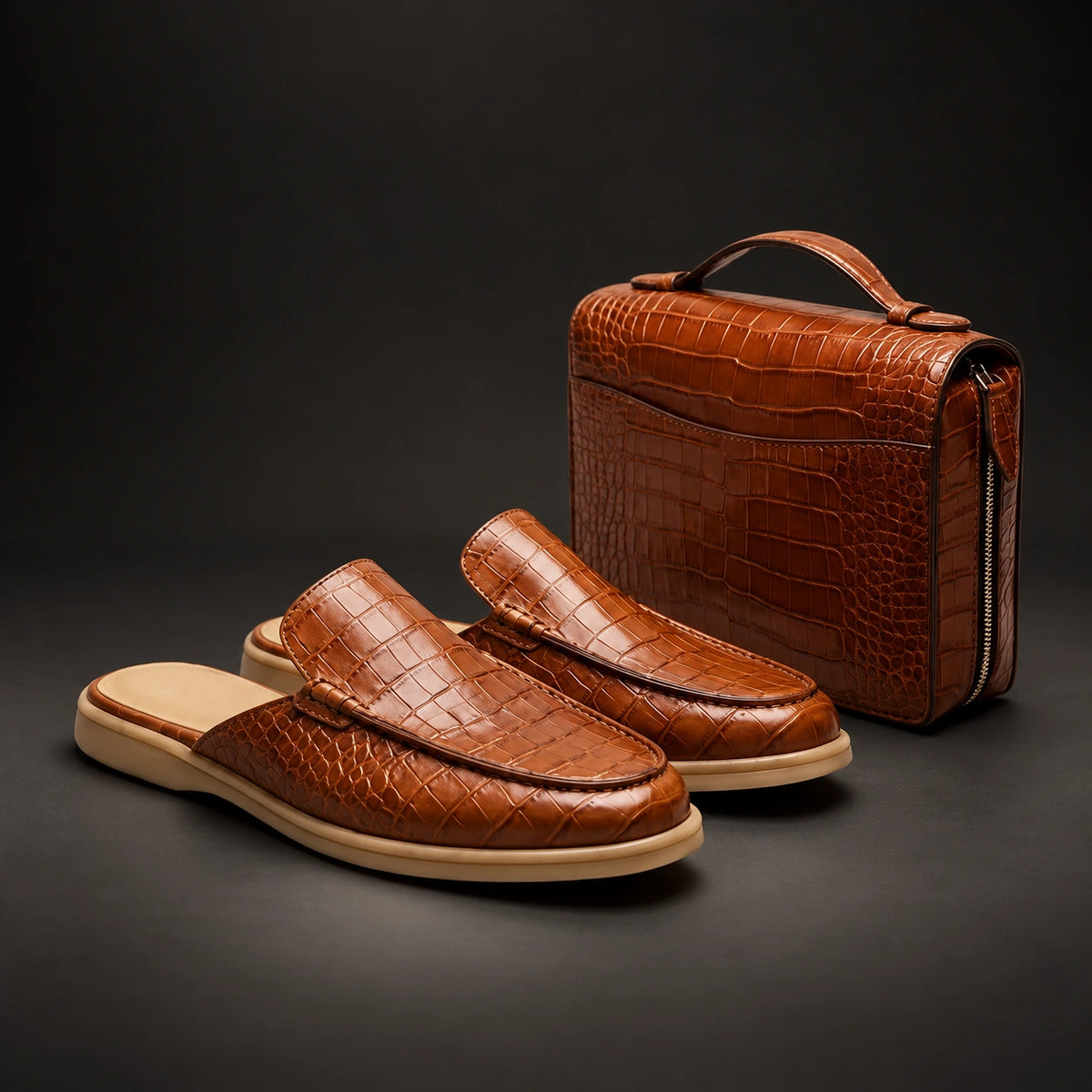 Genuine Leather Men's Hand Clutch – Crocodile Texture