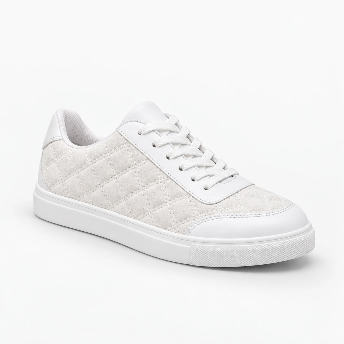 White quilted sneaker profile view
